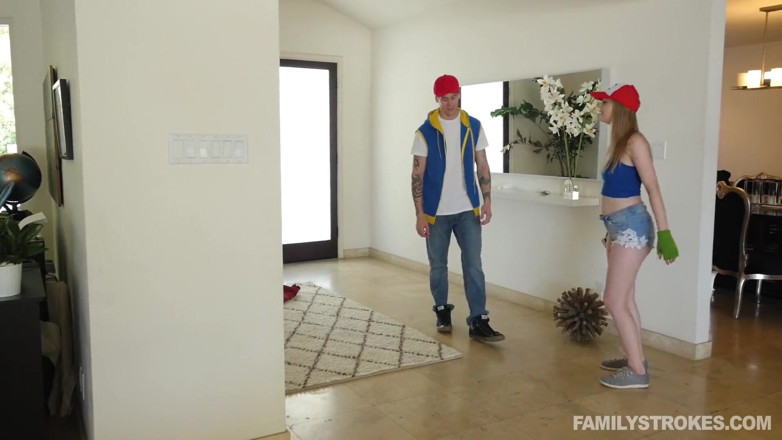 Family Strokes: Cute gamer chick fucks her hung step-bro