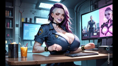 Hot girl dancing: Cyberpunk kız ofiste soyunuyor (ai animasyon)