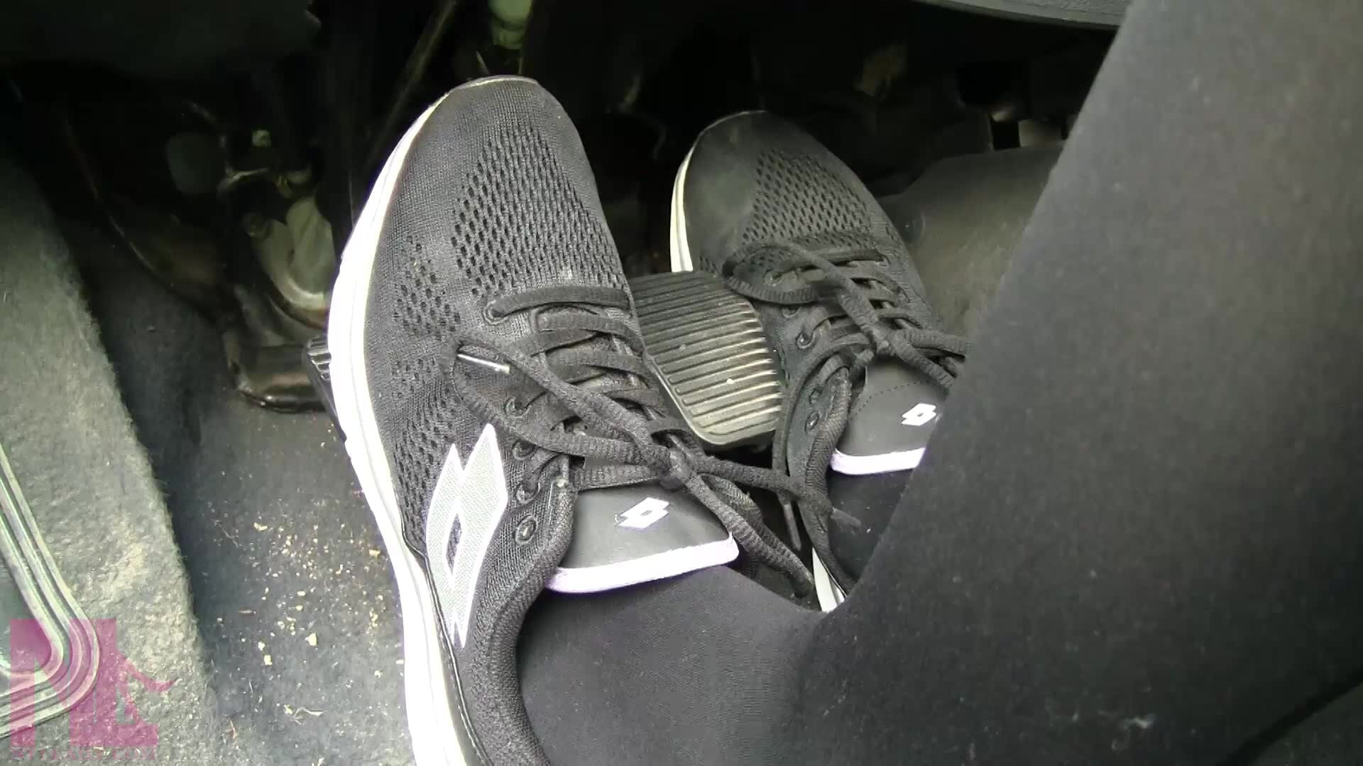 Sensual Pedal Pumping in Black Sneakers