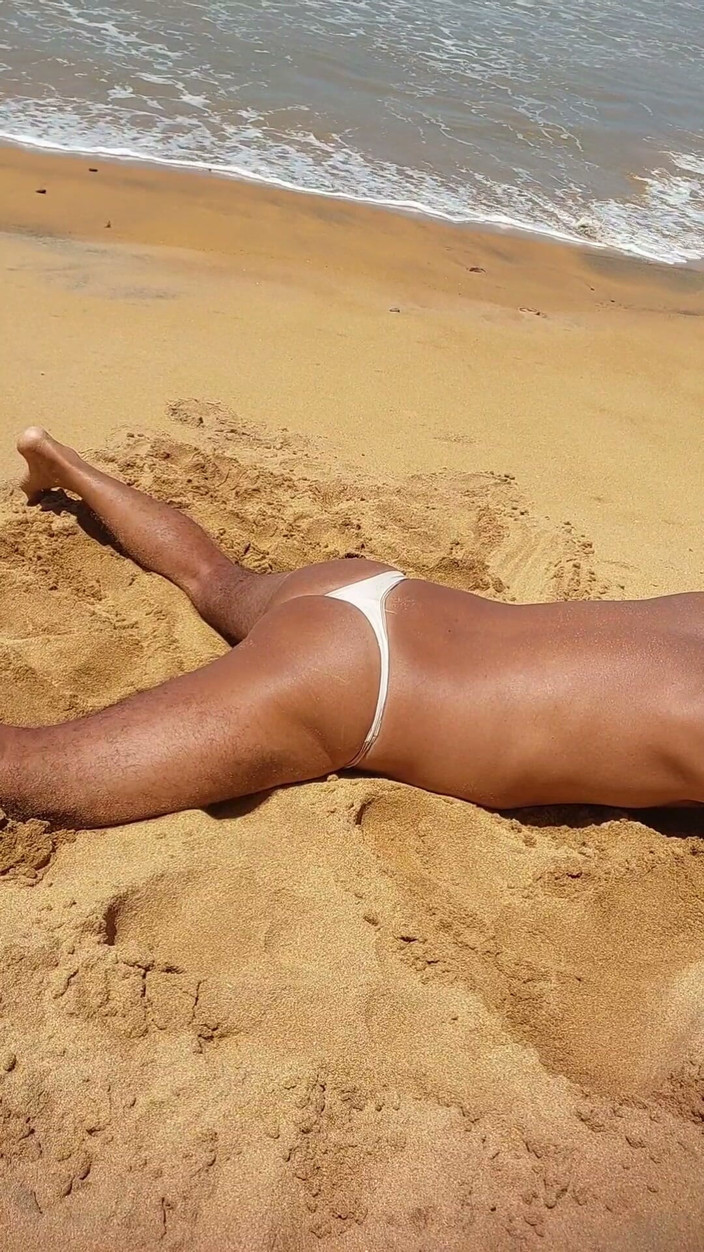 Ladysilvas: Ladysilva on the Beach in Panties Tanning Her Hot Ass