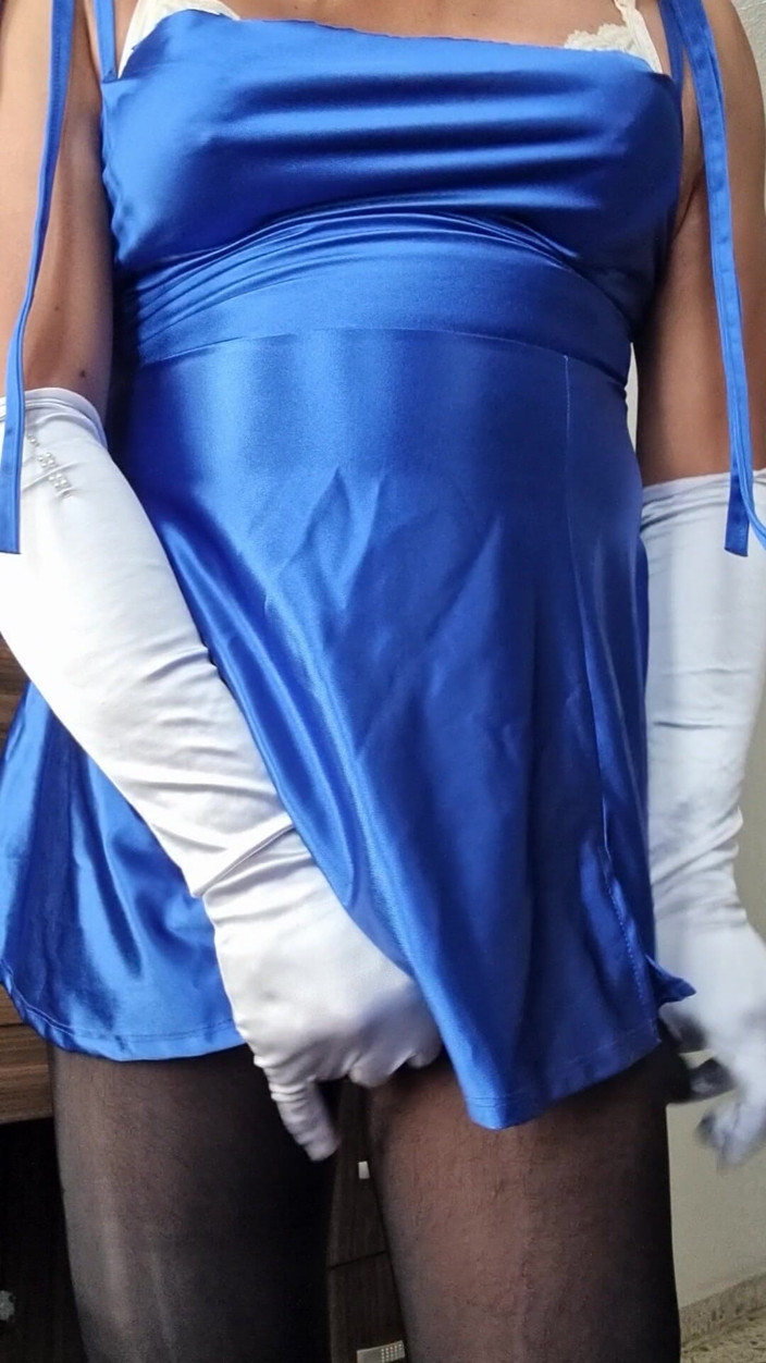 Sexy shinny clothes: My New Blue Satin Dress, Fitted and Sexy