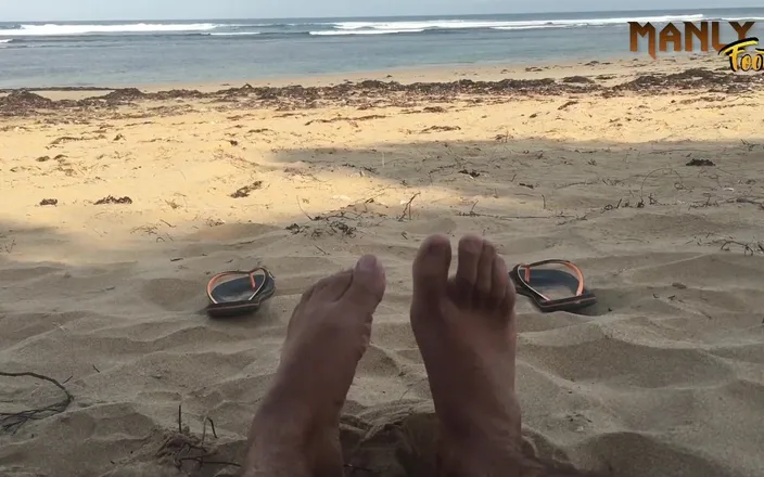 Manlyfoot: Thick White Cum - Nudist Beach - Cum Feet Socks Series - Manlyfoot...
