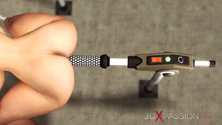3dxpassion: Super fuck machine system! Big black cock inside a sexy...