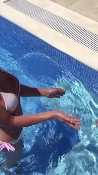 Threesome by the Pool with Housewife Next Door!
