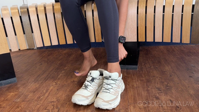Goddess Luna Law: Airport Stinky Feet Tease POV - Ebony Feet