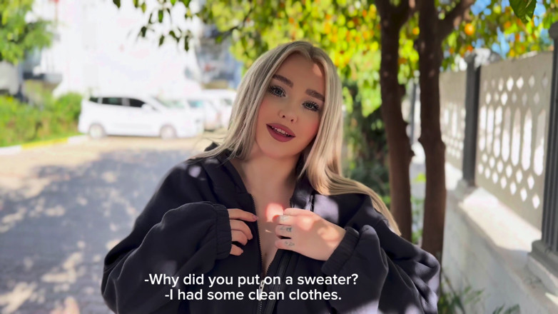 Blondessa: Shows off Her Pussy on the Street on the First...