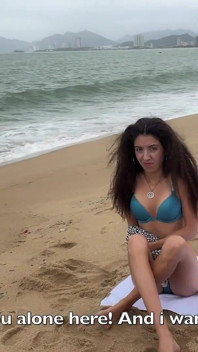 Babe Can I Cum on Your Tits? - Cock Flashing on the Beach