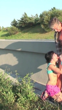 Nasty outdoor sex - old horny fucks teen silly girl Misha Dull (aka. Michaela Stankova) outdoors