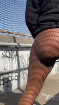 Walking Around Naked Fucking My Pussy with Vibrator on a Public Fly Over Bridge