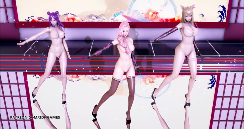 3D-Hentai Games: Tougen Renka - dans în pielea goală Ahri Kaisa Seraphine dans erotic...