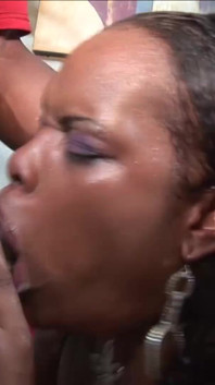 Thick Ebony Creaming on Cock