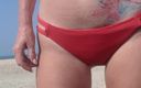 Froilein P: Peeing Red Bikini on the Beach