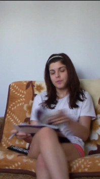 Sexy Teen Making Her Homework in Tight Short Pants