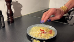 Trans Mistress Naomiperv Makes Breakfast for You Using a Speculumher Slave. thumbnail