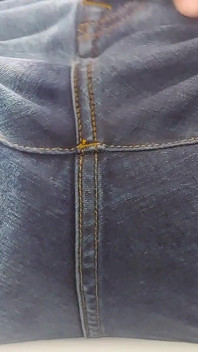 Bluejeans Pee Desperation in the Tub 2 Angles Close up