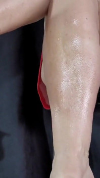 Red Skirt Red Nails.