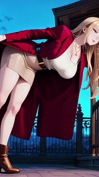 Red Suit Blonde; Dari bersiar-siar ke orgasme malas, dia juga meletakkan kakinya di atas meja?