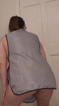 Open Panel Apron Striptease Showing of Her Big Bum and Breasts
