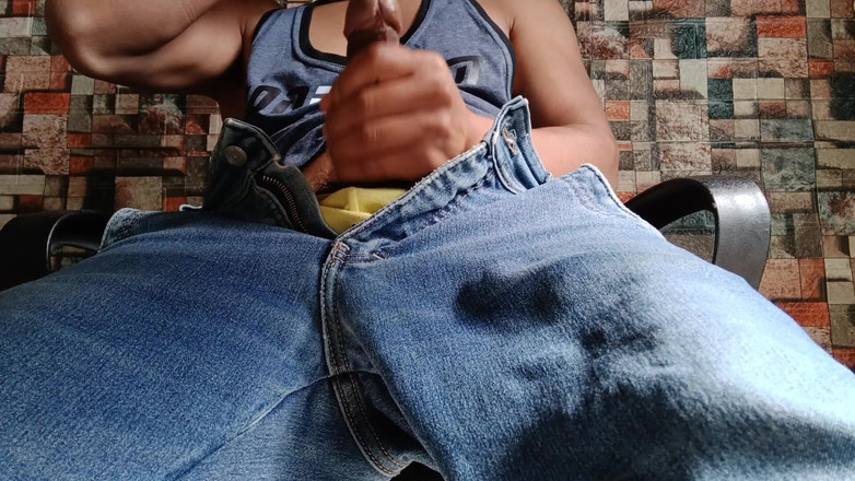 Hornyboy2058: Solo Guy Moaning Hard While Stroking - Full Pleasure Session