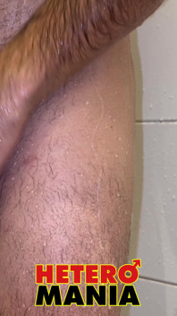 Hairy Straight Louis Takes a Shower After Jacking off