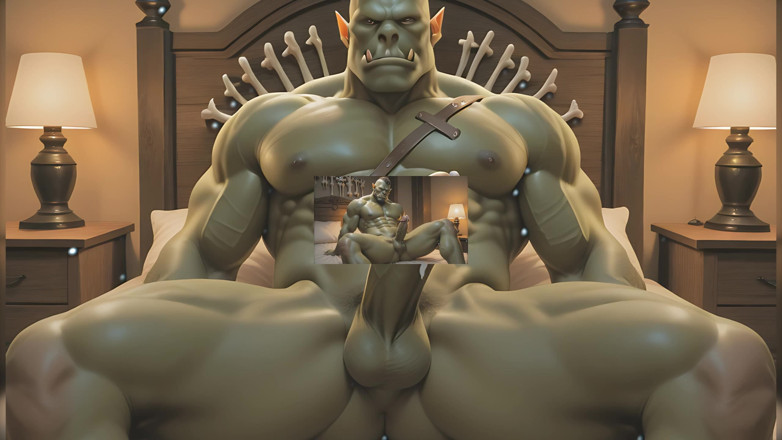 LustMen: Orc shaman solo extendiendo caliente precum abajo