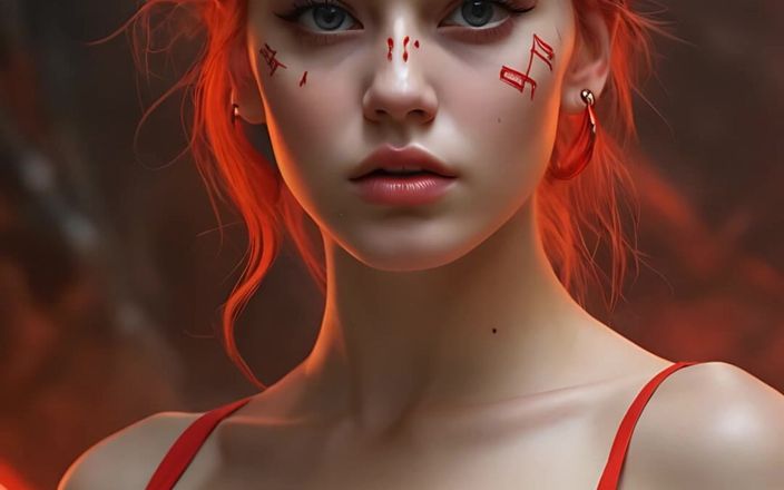 AI Girls: Umělecký akt krásné mladé ženy zabalený do malovaných válečných obvazů s...