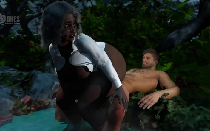 Dukes Hardcore Honeys: Thick Booty Ebony GILF Rides Some Thick White Cock