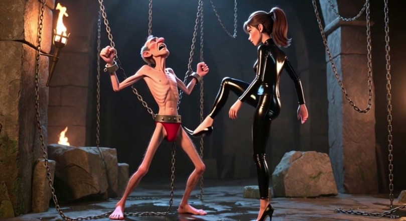 YOUR BEST FANTASY: Ballbusting - Dominatrix Kicks Bound Man's Balls