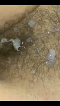 Full Cumshots on My Mature Wife's Hairy Pussy