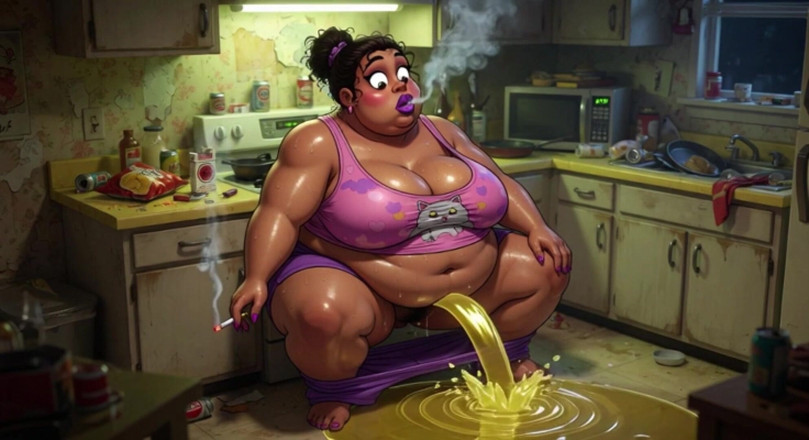 YOUR BEST FANTASY: Very Pregnant BBW Smoking While Peeing - Big Belly &amp; Dripping Pussy