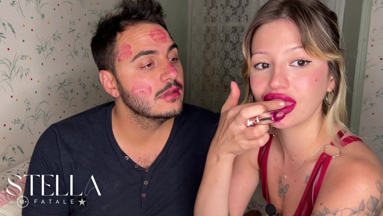 Stellafatale: Non-stop lippenstift kust over zijn hele gezicht