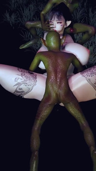 3D bbw asijská milfka má poprvé trojkový sex s monstrózním