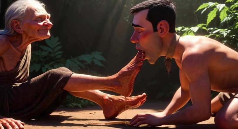 YOUR BEST FANTASY: Uomo sottomesso che serve i piedi di una donna anziana...