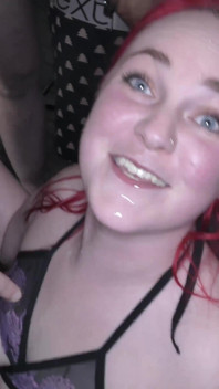 Redhead Babe with Small Tits Gets Her First Bukkake