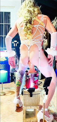 Sexy Shemale White Bodysuit Benito414 Riding Dildo Inside