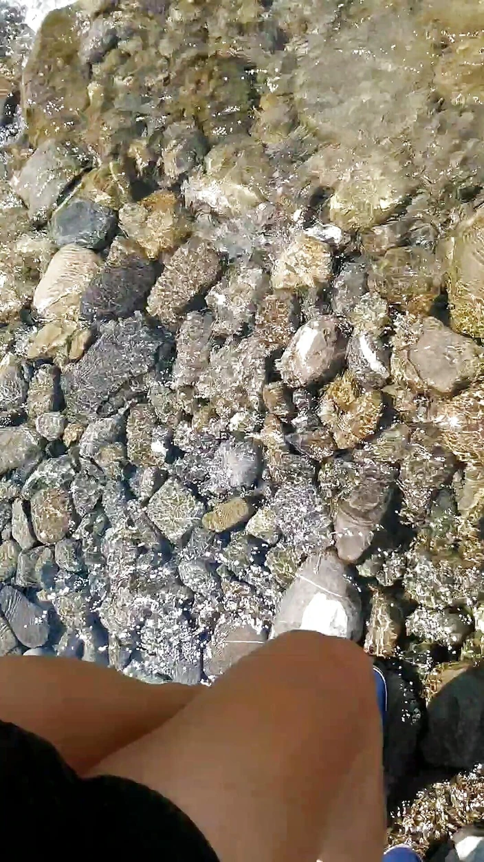 Alexa Cosmic: Swimming in Mountain River in Clothes - Sneakers, Shorts and T-shirt