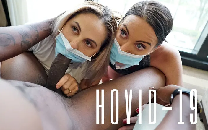 Industry Invaders: Amazing 2 Girl Covid Blowjob Through the Mask!