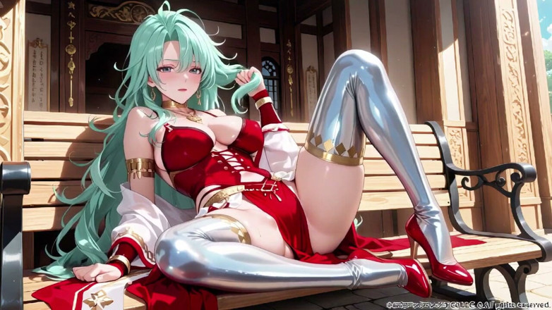 Tay Swift X: Golden Hall Fantasy! Cavaleiro de cabelos verdes em armadura vermelha-branca...