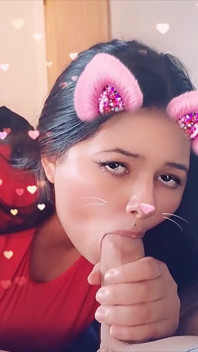 Girlfriend Sucking Cock with Snap Filter