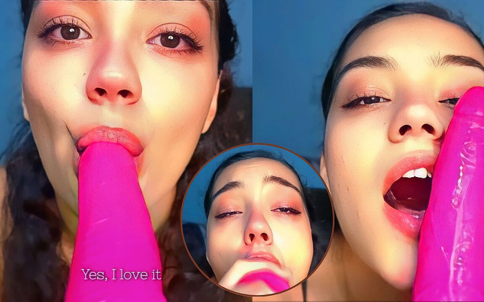 Productoraeros: Hot College Girl Deepthroating a Dildo and Keeps Asking for...