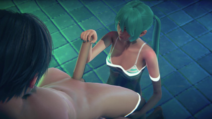 Waifu club 3D: 대물 자지를 따먹는 Miku, 수영장에 사정하고 얼굴에 사정