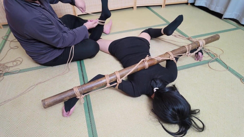 Aisan girl bondage: Xr40-a Girl in Black Stocking Is Tied to a Cross