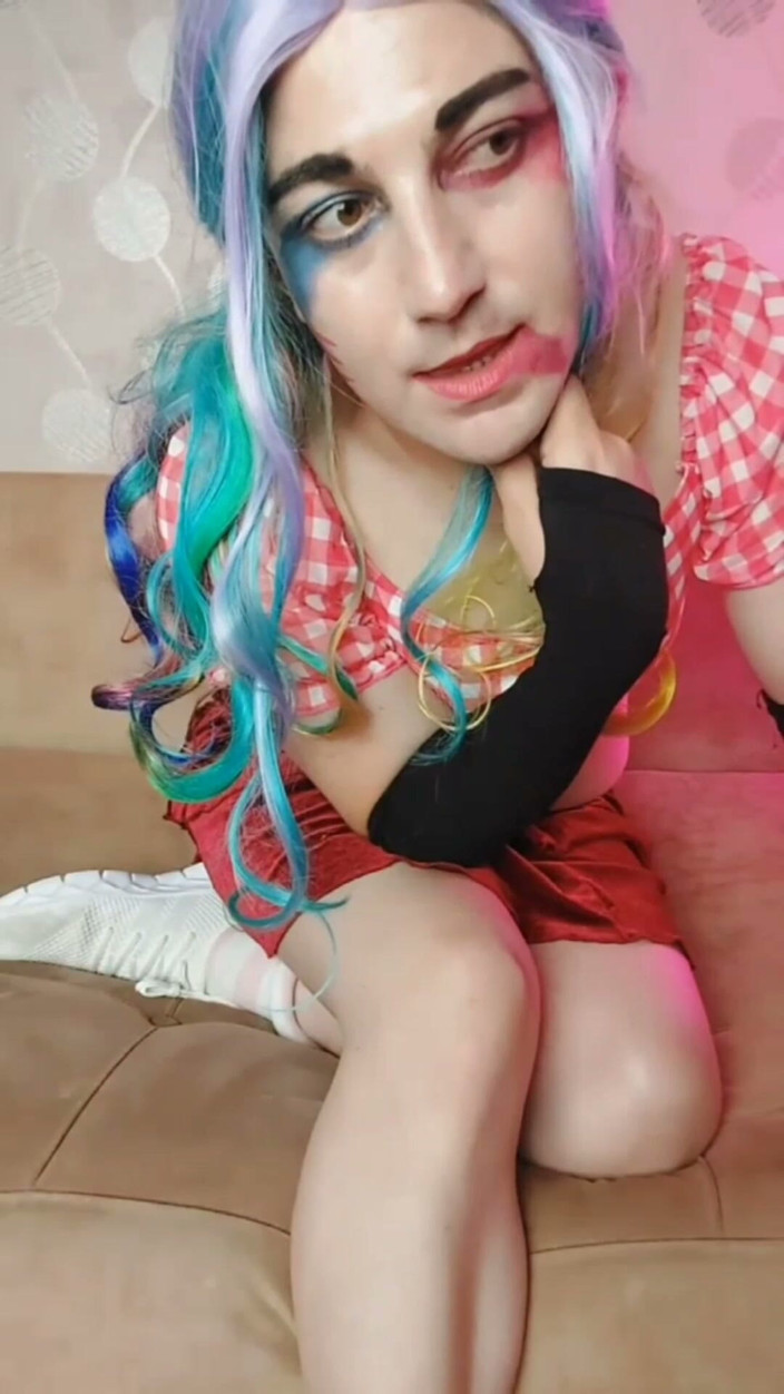 Kitty_Cross: Harley Quinn Femboy Cosplay Model Crossdresser