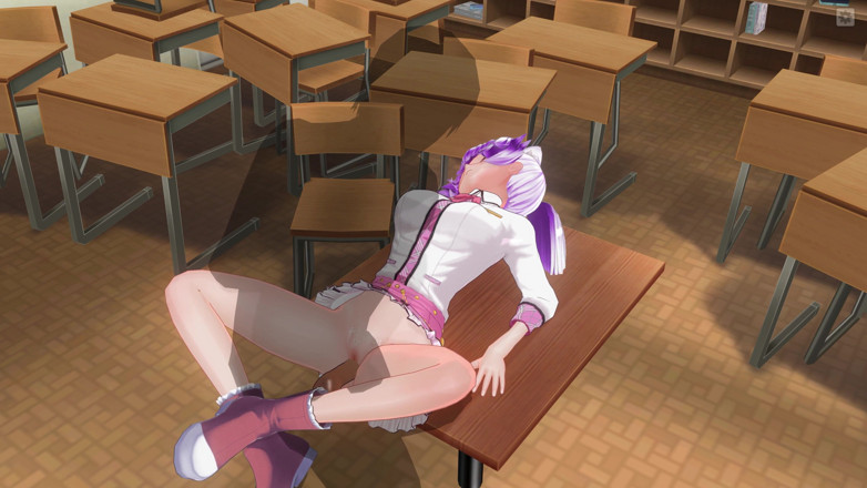 H3DC: 3D HENTAI collegemeisje poesje geneukt op tafel