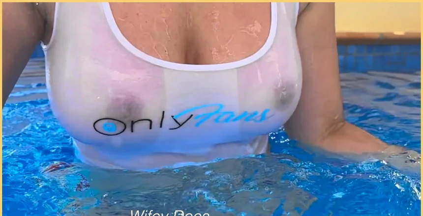 Wifey Does: Wet shirt in the pool. Amazing wet shirt video