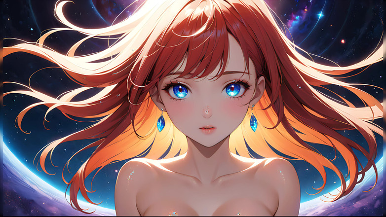 LustRender: Voidgazer: seorang wanita muda yang cantik dengan kawanan cosmik yang...