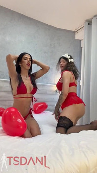 Brazilian Trans Porn Stars Sabrina Prezotte and Daniela Santos Making Out.