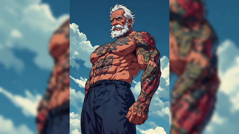 Erotic Man: Uomo muscoloso tatuato sexy ai art