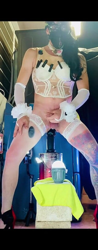 Super Hot Tranny Benito414 Rides a Huge Blue Dildo