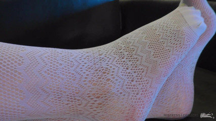 Mistress Legs: Mistress legs teasing in white fishnets